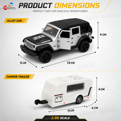 1:36 Alloy SUV Car with Camper Trailer