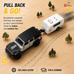 1:36 Alloy SUV Car with Camper Trailer