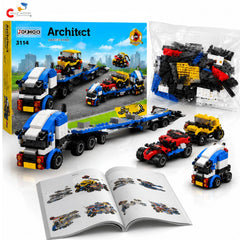 Chigy Wooh 3-in-1 Vehicle Transporter Building Blocks Set