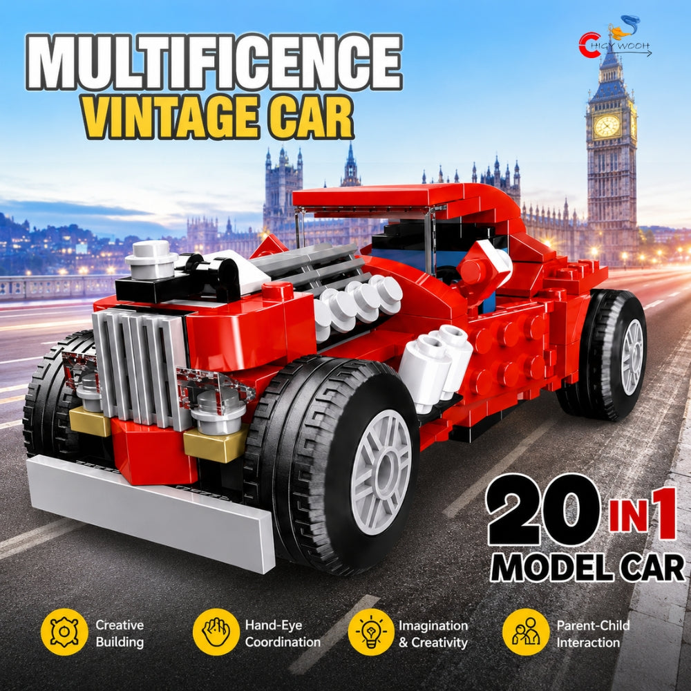 Chigy Wooh 20-in-1 Vintage Car Building Blocks Set