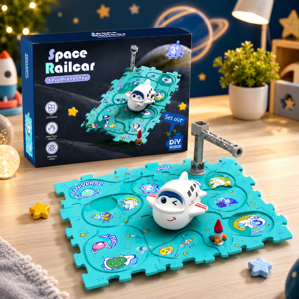 DIY Space Railcar Educational Puzzle Track Toy Set