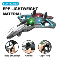 Remote Control Airplane for Kids, RC Fighter Jet with Light, Stunt Roll 360° Flip Fighter Jet Toy