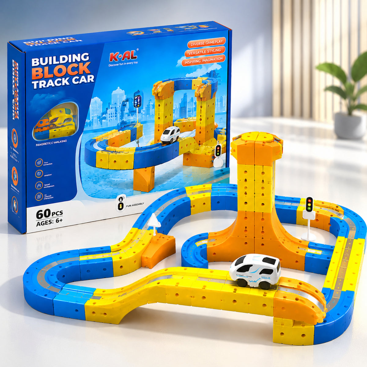 60 PCS DIY Building Block Track Car Set