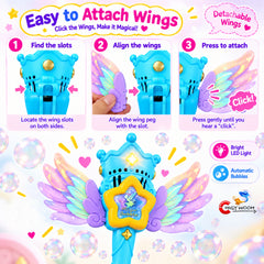 Magic Bubble Wand with LED Light & Wings