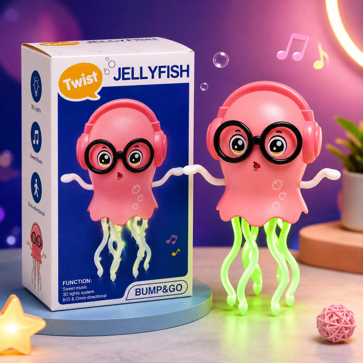 Dancing Jellyfish LED Musical Toy – Bump & Go